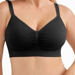 Popilush Full Coverage Wireless Black Bra Soft Seamless Removable Pads Size XL